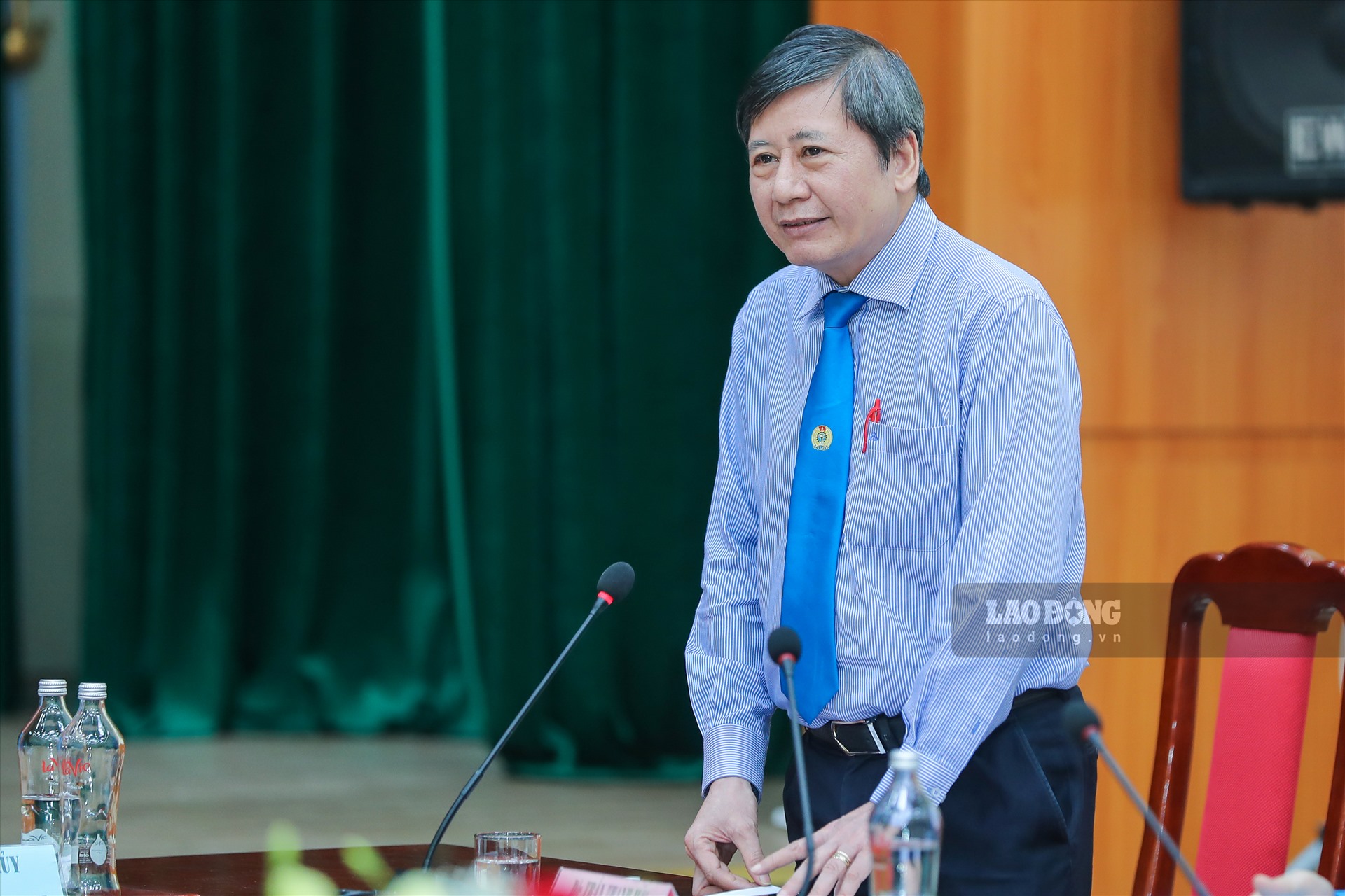 Đồng chí Trần Thanh Hải – Bí thư Đảng ủy, Phó Chủ tịch Thường trực Tổng Liên đoàn Lao động Việt Nam Hải - phát biểu chỉ đạo tại Đại hội. Ảnh: Sơn Tùng.