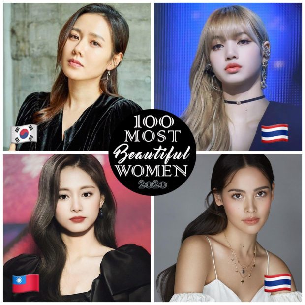 Son Ye Jin (Hàn Quốc), 2. Lisa (Thái Lan), 3. Tzuyu (Đài Loan), 4. Urassaya Sperbund (Thái Lan)