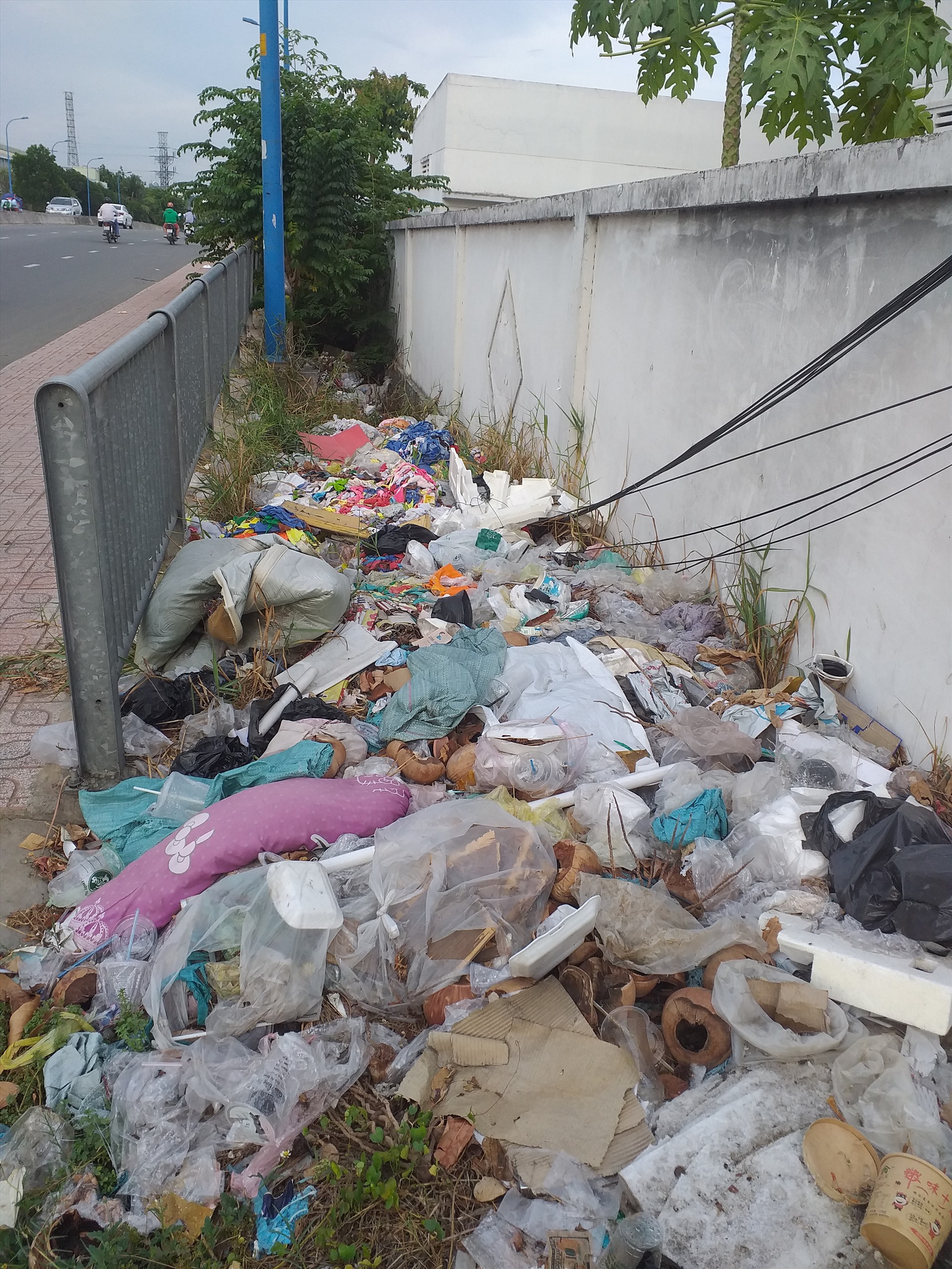 Bãi rác thải lớn ngay đầu cầu Bến Nọc. Ảnh: Đặng Đức