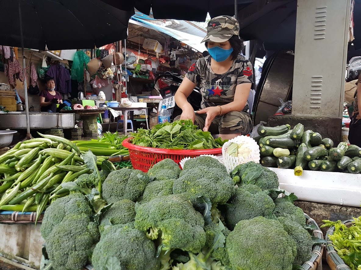 Rau nhập khẩu (súp lơ xanh) bổ sung nguồn cung trong nước kéo giá rau xanh giảm sâu. Ảnh: Khánh Vũ