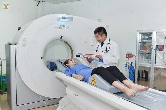 Máy chụp CT 128 dãy thực hiện hàng ngày tại BVĐK MEDLATEC. Ảnh: MEDLATEC