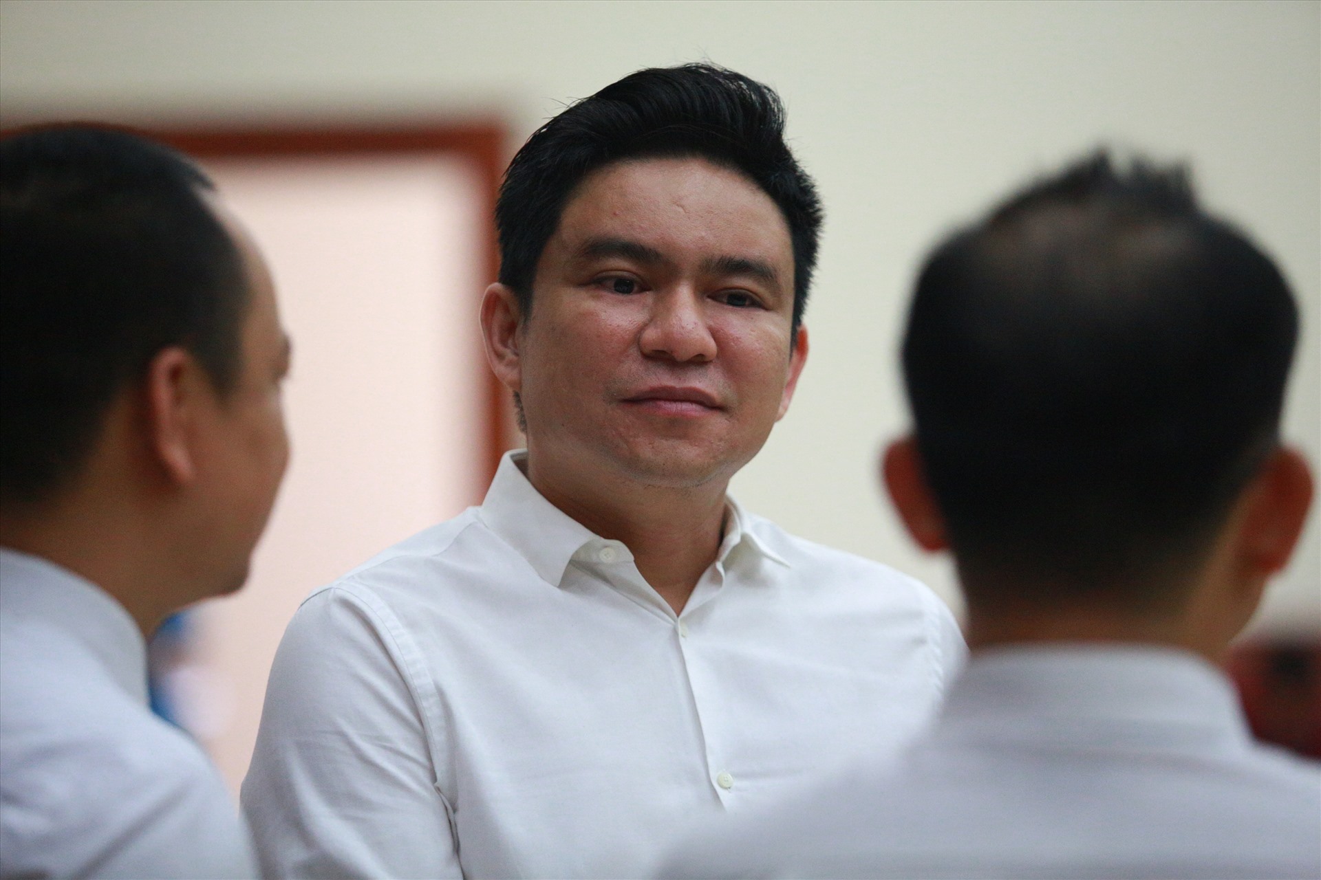 Ông Chiêm Quốc Thái tại phiên tòa hôm nay. Anh: Anh Tú