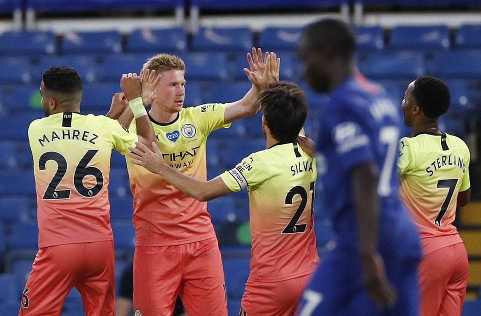 Bàn gỡ hòa của De Bruyne: Ảnh: Getty.