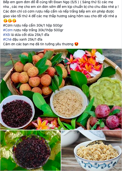 .Đồ lễ cúng Tết Đoan Ngọ được mời chào trên các trang mạng.
