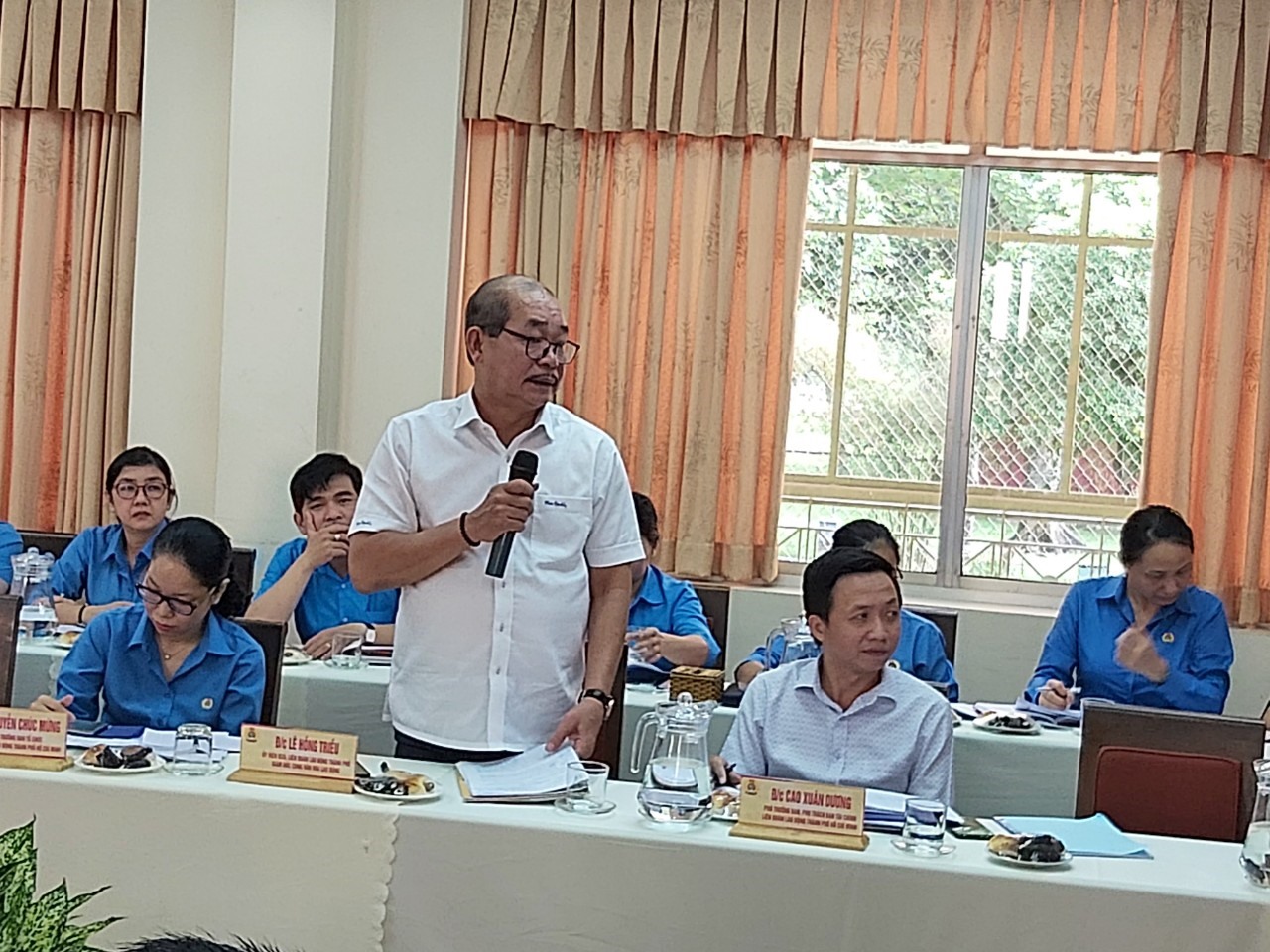 Ông Lê Hồng Triều cho rằng phải đầu tư, xây dựng, đáp ứng yêu cầu thì các Nhà Văn hóa Lao động mới thu hút được CNVCLĐ tham gia sinh hoạt, qua đó thực hiện nhiệm vụ tuyên truyền của tổ chức Công đoàn. Ảnh Nam Dương