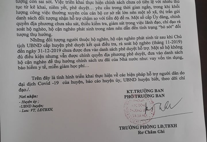 Phòng LĐ-TB-XH báo cáo kết quả lên UBND huyện Chư Pah về tình hình bồi thường dịch Covid-19. Ảnh TT