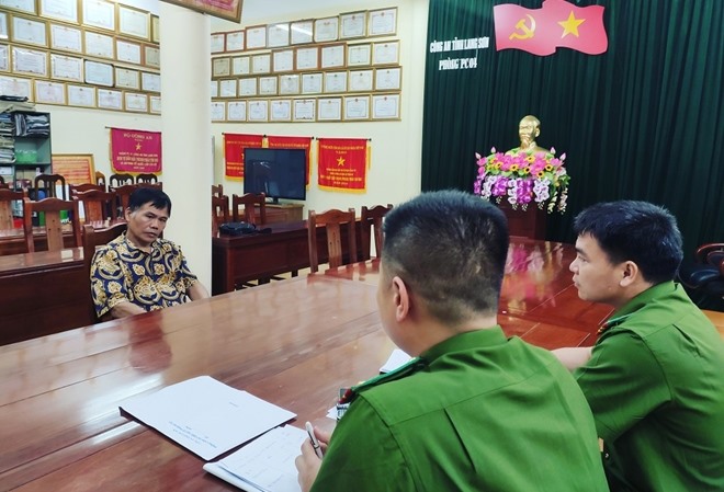Trương Văn Cường tại cơ quan công an. Ảnh: CACC