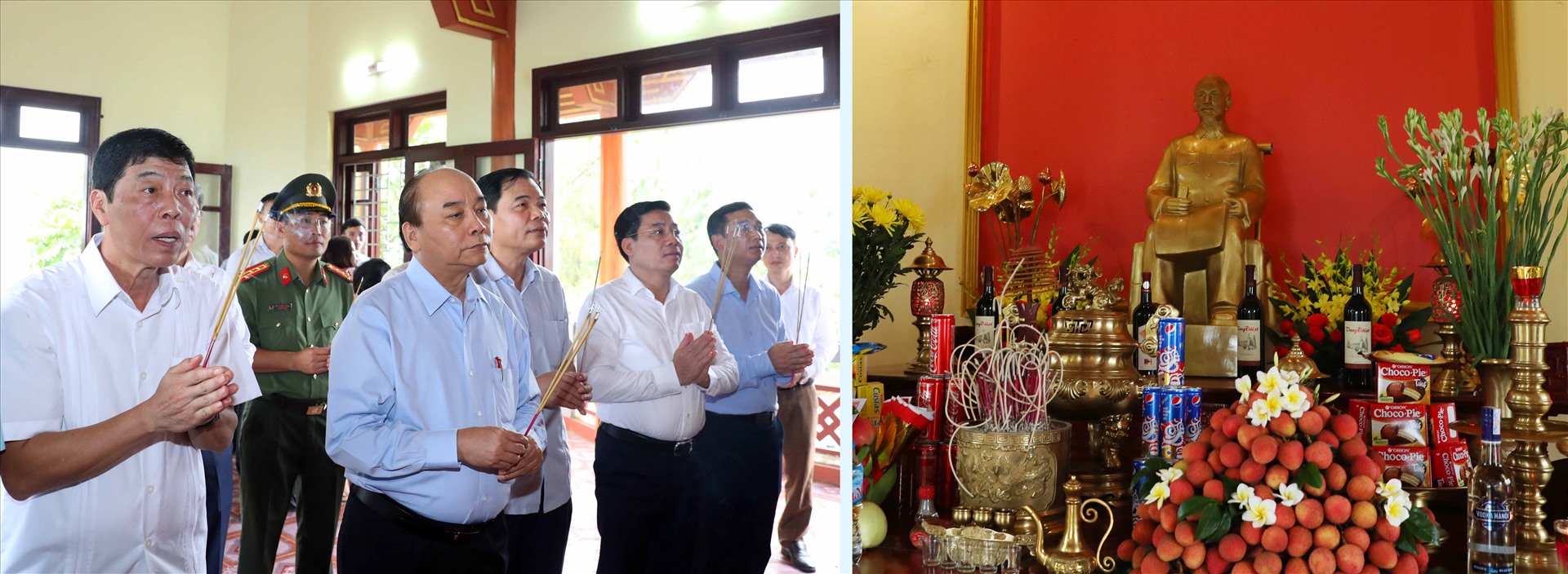Thủ tướng Nguyễn Xuân Phúc dâng hương tưởng nhớ Chủ tịch Hồ Chí Minh và thăm “Vườn quả Bác Hồ” tại xã Quý Sơn, huyện Lục Ngạn, tỉnh Bắc Giang. - Ảnh: VGP