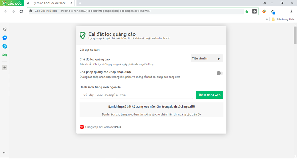 Tính năng lọc quảng cáo mới của Cốc Cốc kết hợp cùng Adblock Plus. Tính năng lọc quảng cáo mới của Cốc Cốc kết hợp cùng Adblock Plus.