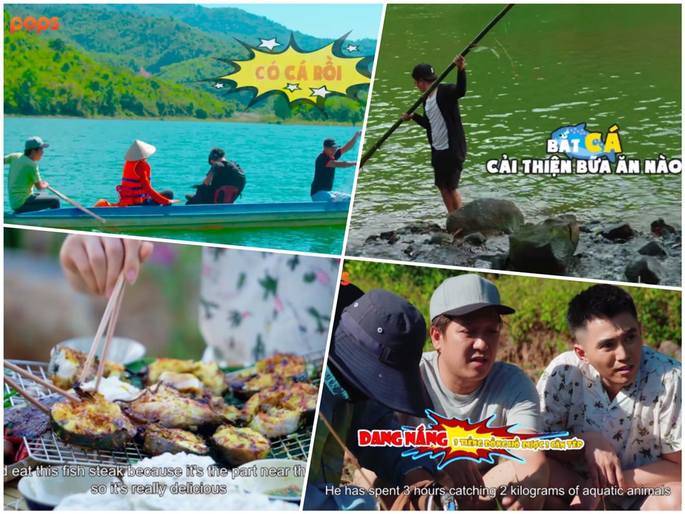 Không khó bắt găp những khoảnh khắc Trường Giang và khách mời đi bắt cá, câu cá, thậm chí là đi…xin cá về nấu