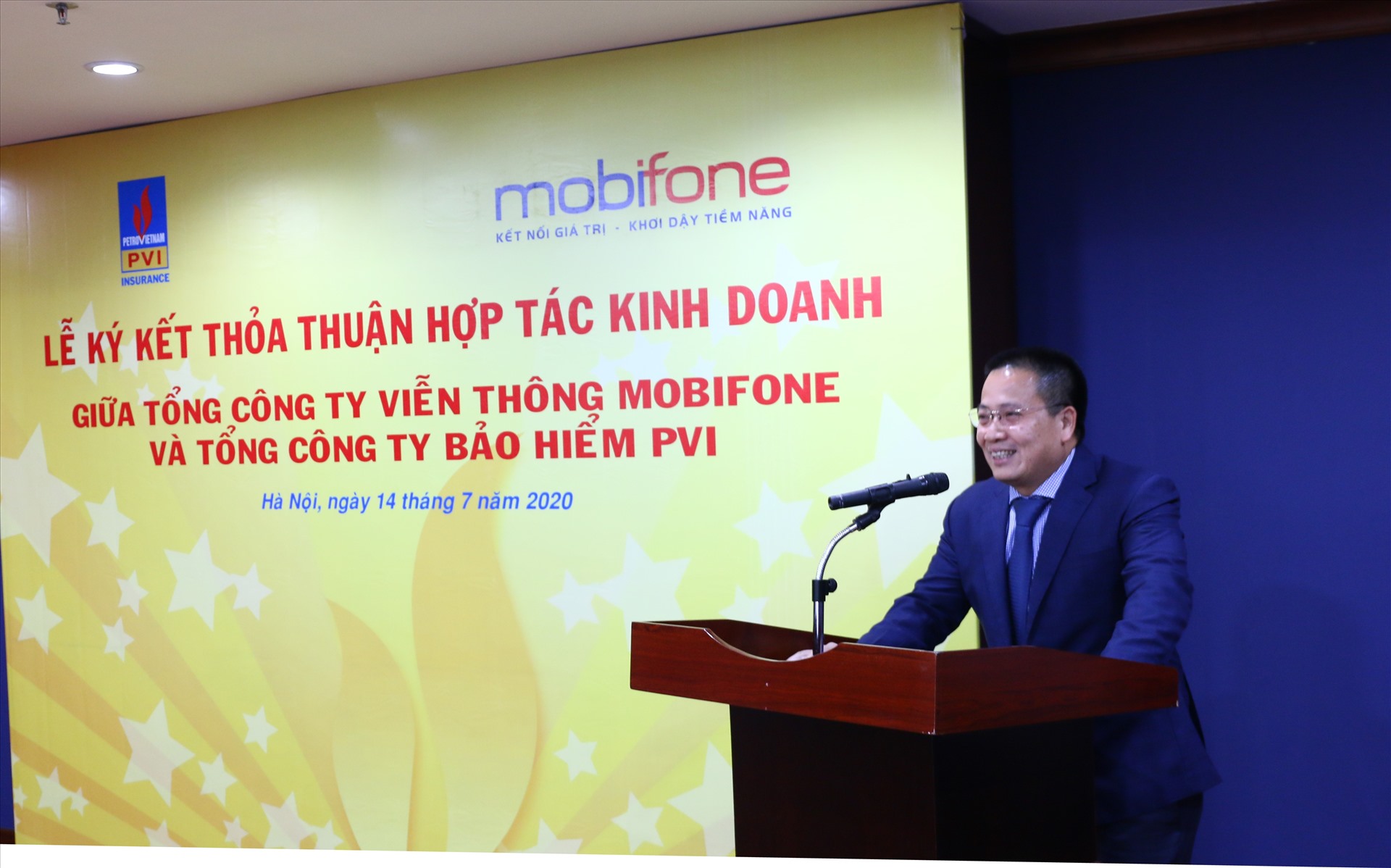Ông Phạm Anh Đức - Tổng giám đốc Bảo hiểm PVI, phát biểu tại Lễ ký Thỏa thuận. Ảnh: Thu Bình