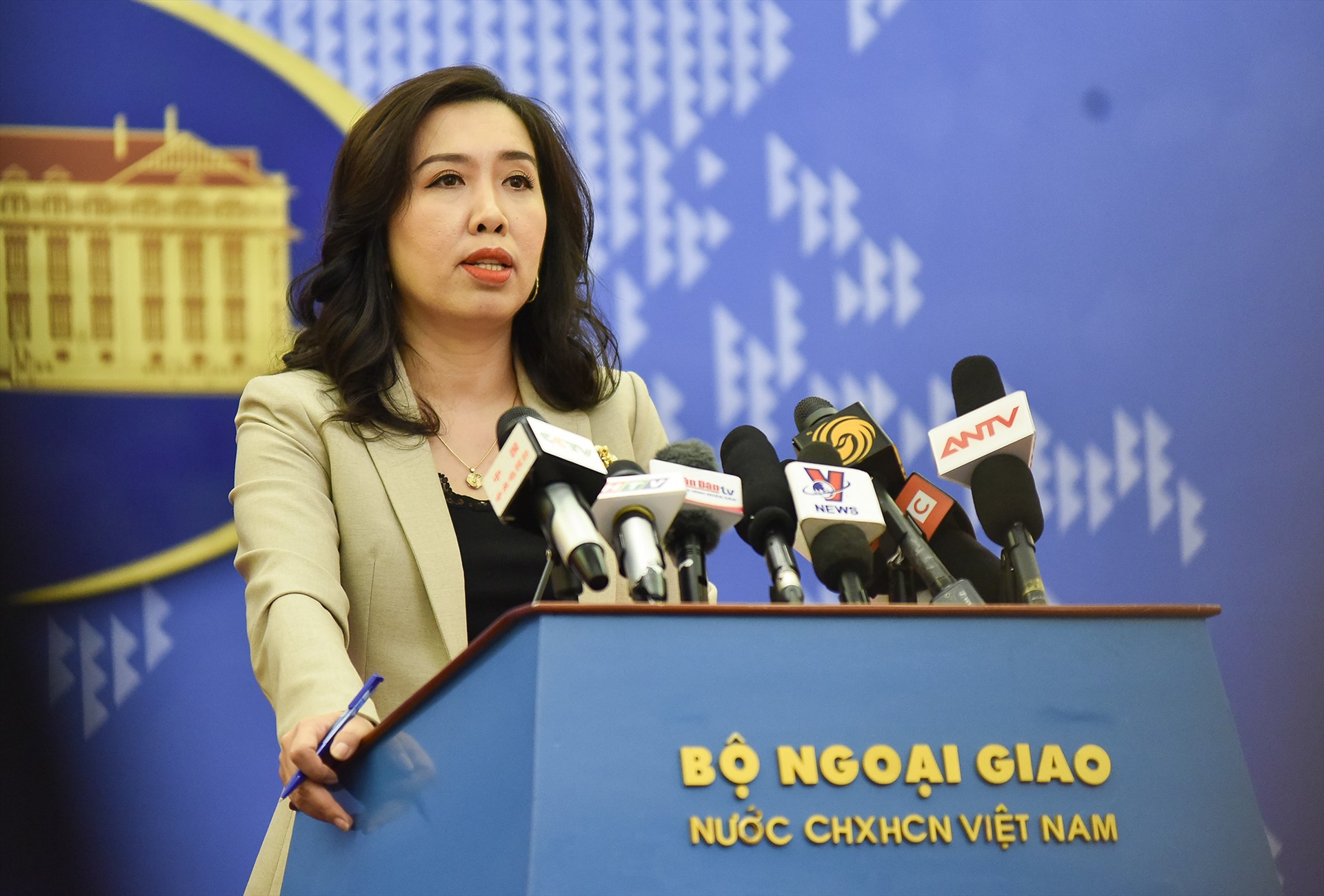 Người phát ngôn Lê Thị Thu Hằng. Ảnh: Nhật Hạ.