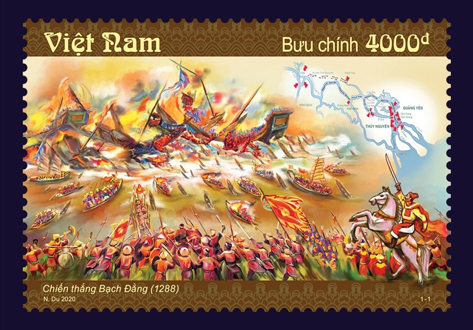 Bộ tem “Chiến thắng Bạch Đằng năm 1288”. Ảnh: Ngô Đình Dũng