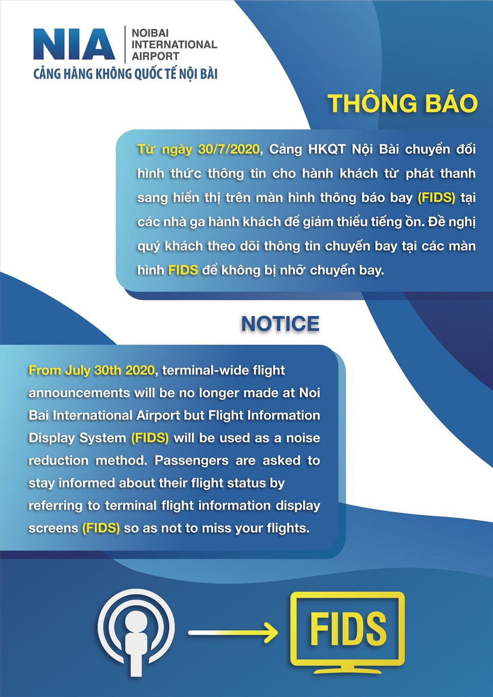 Nội dung biển thông báo được đặt tại nhiều vị trí của cả nhà ga T1 và T2. Ảnh ĐT