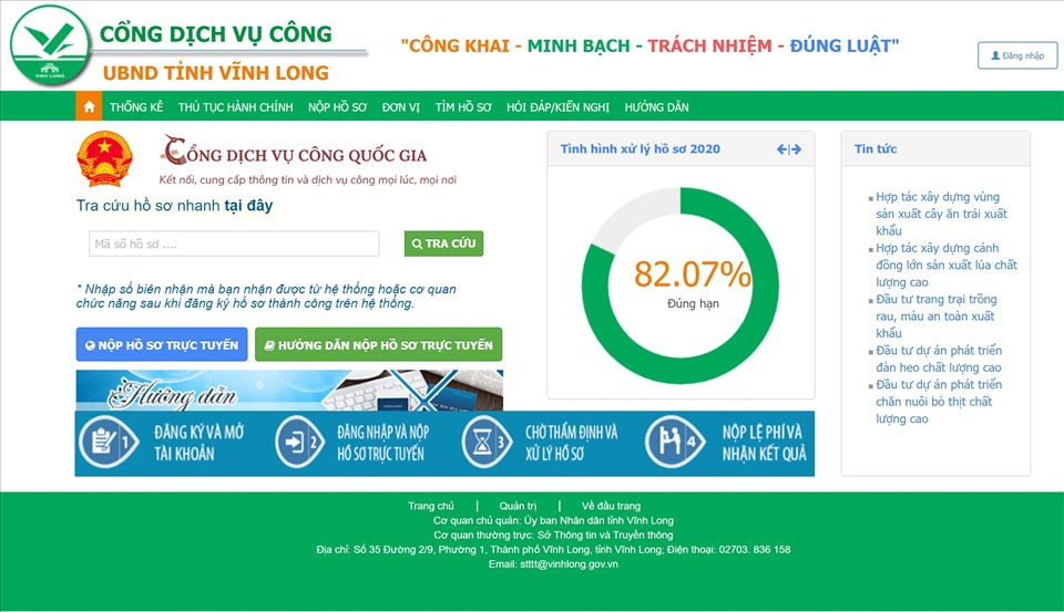 Dịch vụ công trực tuyến của Vĩnh Long phát triển ấn tượng