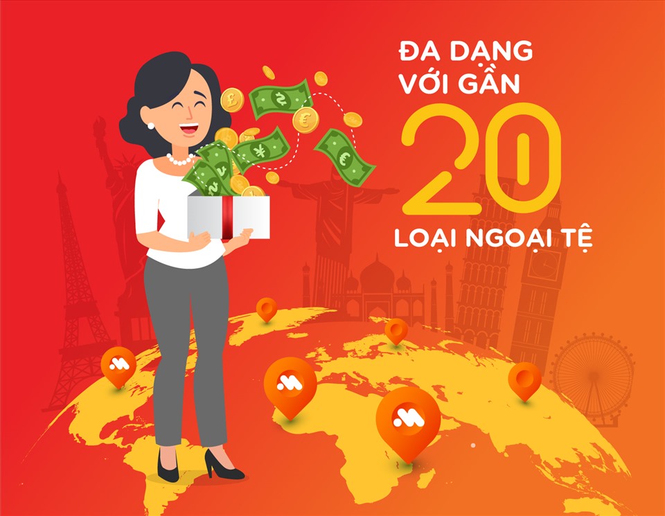 MSB cung cấp đa dạng gần 20 loại ngoại tệ khác nhau như USD, EUR, GBP, AUD, CAD, SGD, JPY…. với tỷ giá cạnh tranh và mạng lưới giao dịch rộng lớn, thuận tiện cho việc giao dịch của khách hàng