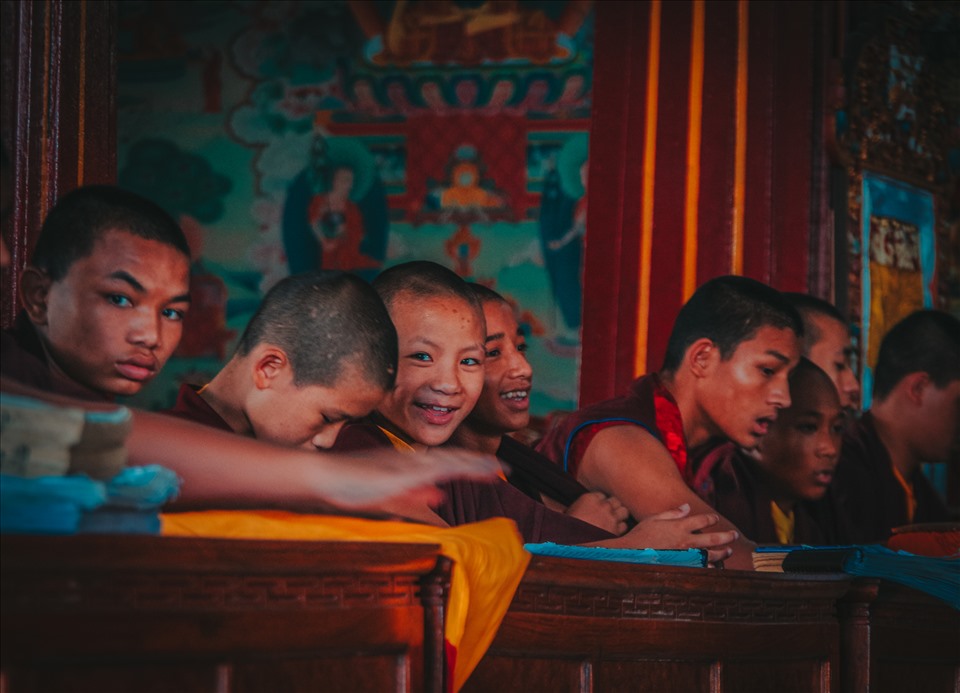 Lớp học với những chú tiểu hồn nhiên.