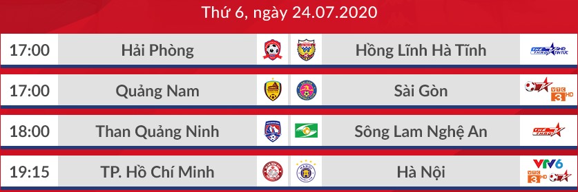 Lịch thi đấu 4 trận vòng 11 V.League diễn ra chiều 24.7. Ảnh: VPF.