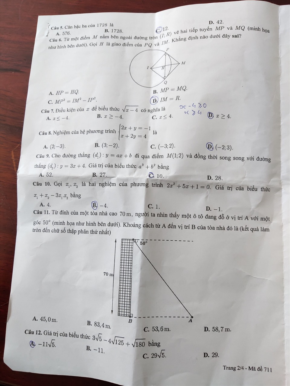 Chi tiết đề thi môn toán trong kỳ thi tuyển sinh lớp 10 tại TP.Cần Thơ. Ảnh: Thành Nhân