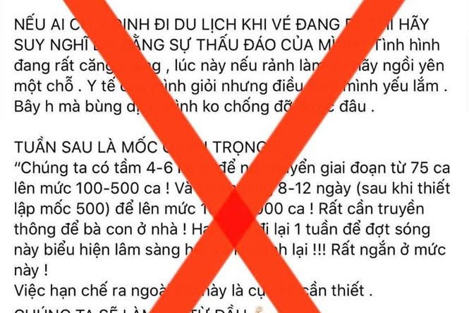 Hình ảnh tin giả lan truyền trên mạng xã hội do Vụ Truyền thông- Bộ Y tế cung cấp.
