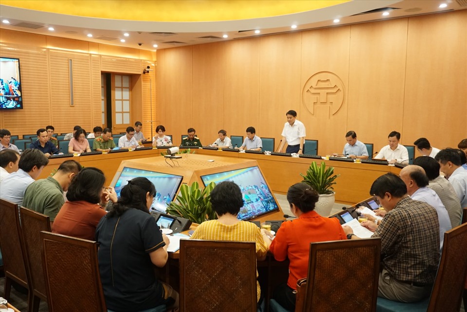 Ban chỉ đạo COVID-19 Hà Nội họp chiều 29.7. Ảnh: Nguyễn Khánh