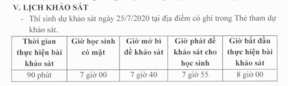 Lịch khảo sát