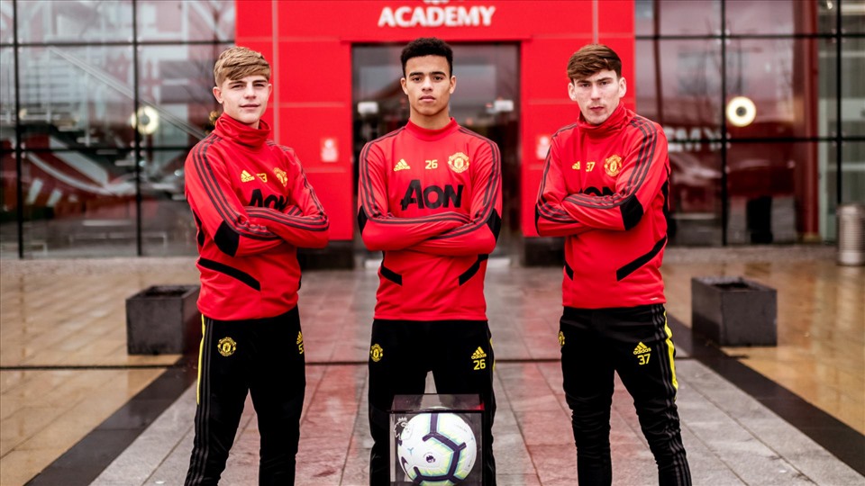 James Garner, Mason Greenwood và Brandon Williams. Ảnh: ManUtd