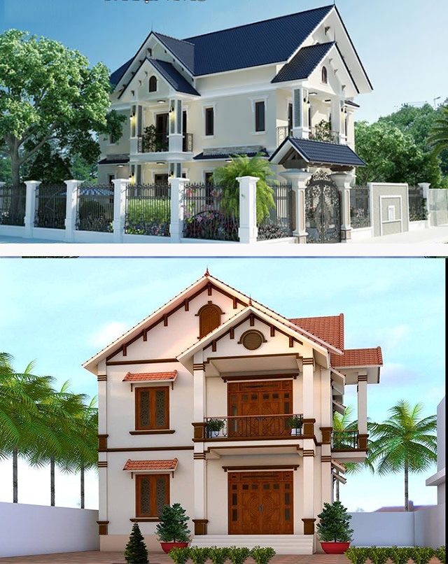 Hiện nay, tông màu đang được nhiều người lựa chọn khi sơn nhà mái thái 2 tầng là màu nâu và trắng. Nếu tông màu nâu toát lên vẻ ấm cùng của gia đình thì sơn màu trắng sẽ làm nổi bật sự tối giản, tinh tế, mở rộng không gian.