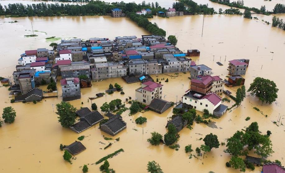 Ngập lụt ở tỉnh Hổ Bắc. Ảnh: China Daily
