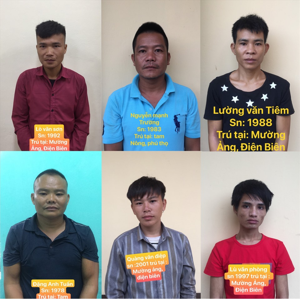Các đối tượng trong nhóm cung cấp ma túy cho công nhân thuộc nhà thầu ANDES E&C Việt Nam trong khu công nghiệp Hải Hà (Quảng Ninh) bị Công an huyện Hải Hà triệt phá. Ảnh: CAQN