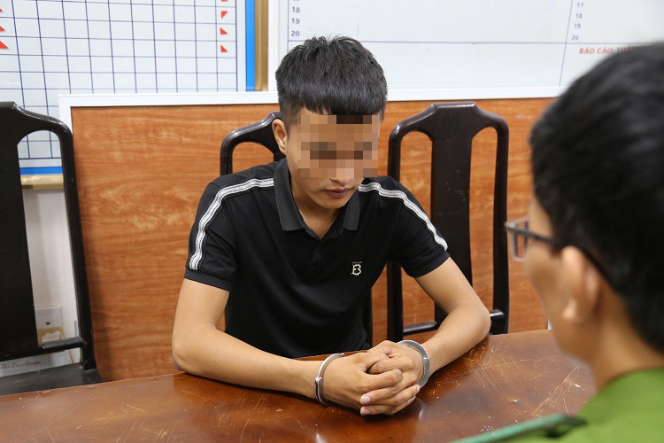 Đối tượng Trần Văn Vinh tại cơ quan công an. Ảnh: Công an Vĩnh Phúc
