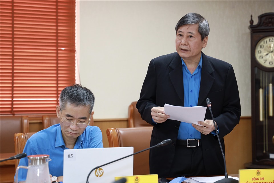 Đồng chí Trần Thanh Hải – Phó Chủ tịch Thường trực Tổng Liên đoàn Lao động Việt Nam - phát biểu tại hội nghị. Ảnh: Hải Nguyễn.