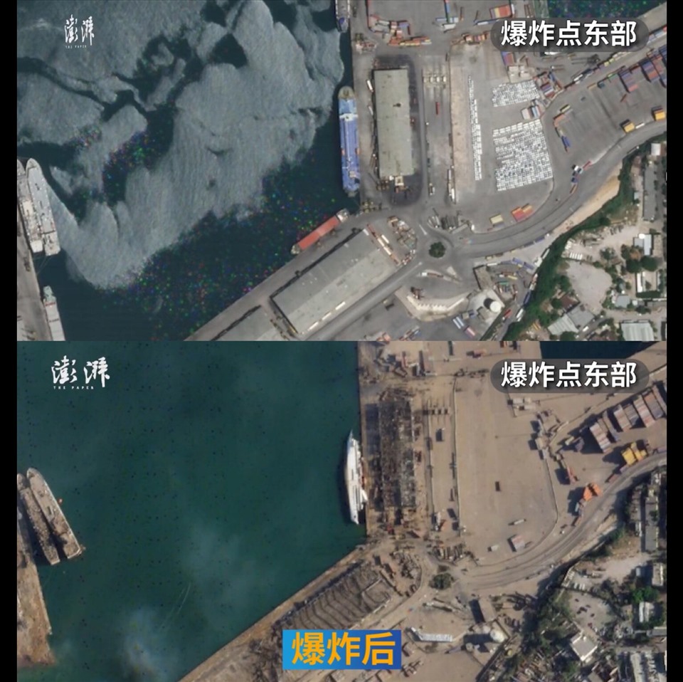 Hình ảnh vụ nổ ở phía đông cảng. Ảnh: Planet Labs