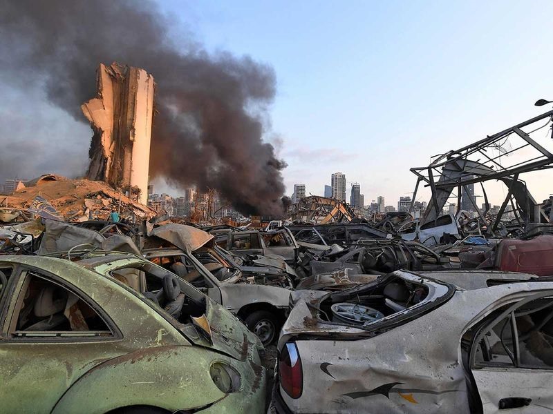 Cảnh tan hoang sau vụ nổ ở Beirut. Ảnh: AFP.