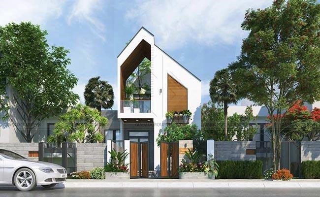 Mái chữ A cách điệu ấn tượng của biệt thự mini