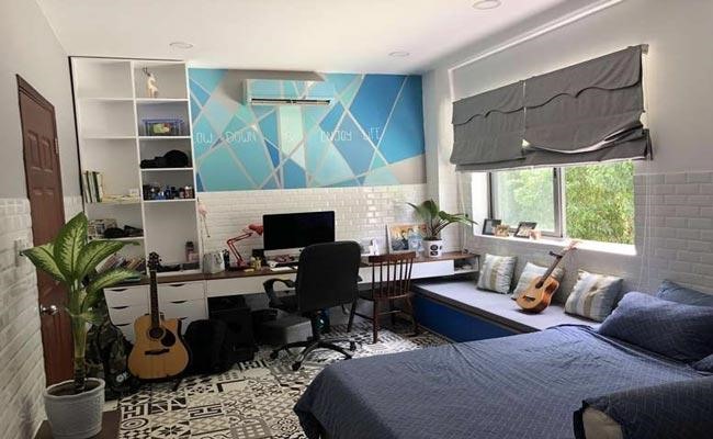 Phòng ngủ của chủ nhân yêu nghệ thuật trong biệt thự mini