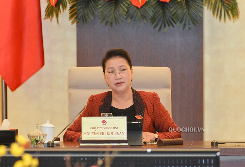 Chủ tịch Quốc hội Nguyễn Thị Kim Ngân phát biểu tại phiên họp. Ảnh Quochoi.vn