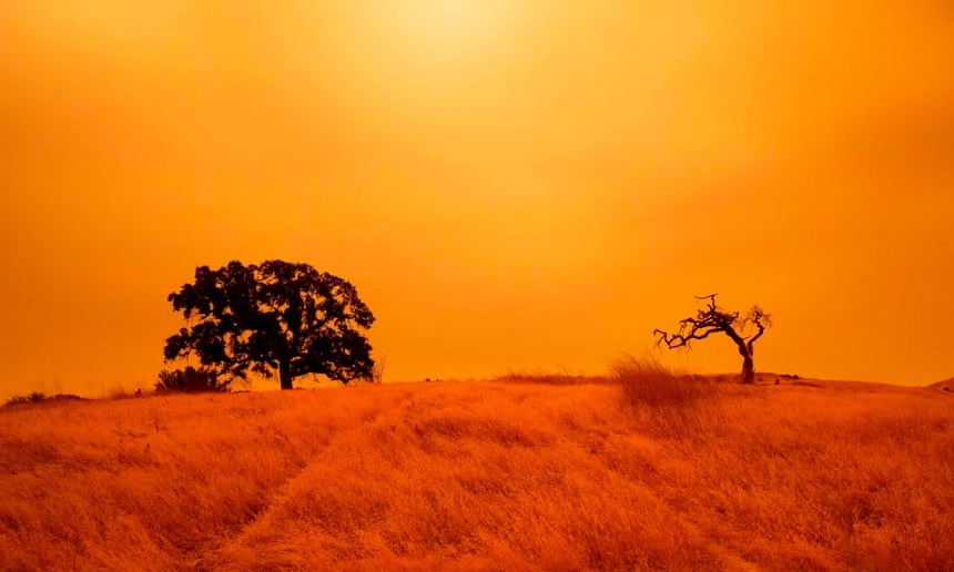 Sắc trời chuyển màu cam ở Concord, California, Mỹ do những đám cháy rừng hoành hành. Ảnh: AFP.