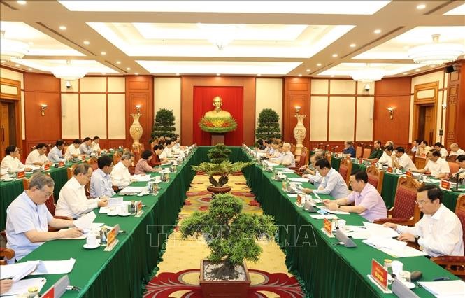 Toàn cảnh cuộc họp Tiểu ban Văn kiện Đại hội XIII của Đảng.