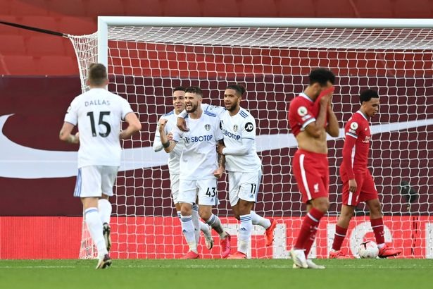 Leeds chơi bóng sống hay nhưng thua xa Liverpool ở những tình huống cố định. Ảnh: Getty