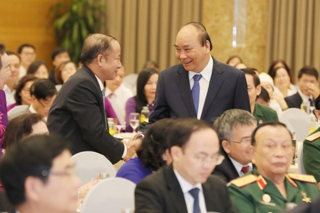 Thủ tướng Chính phủ Nguyễn Xuân Phúc cùng đại biểu tham dự Đại hội. Ảnh: Quang Vinh/MTTQ Việt Nam