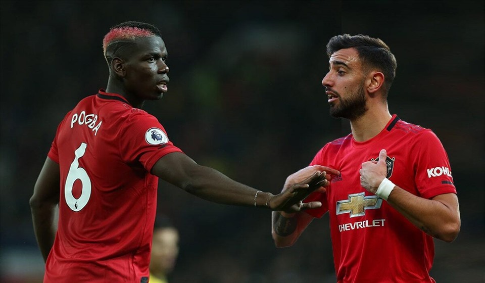 Bruno truyền được cảm hứng vào lối chơi, giúp Paul Pogba chơi bóng trở lại và ở lại với Man United. Ảnh: Getty Images
