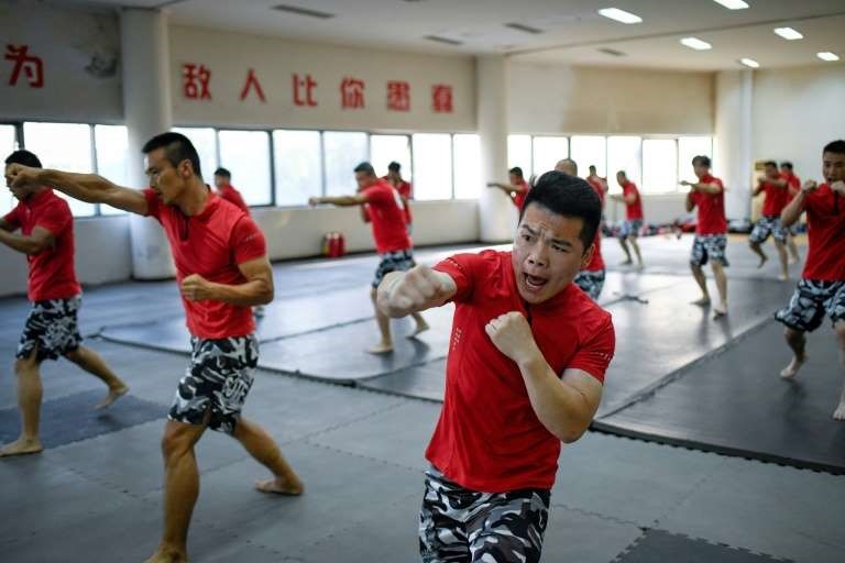 Tập luyện ở Học viện An ninh Thành Cát Tư Hãn. Ảnh: WANG ZHAO/AFP