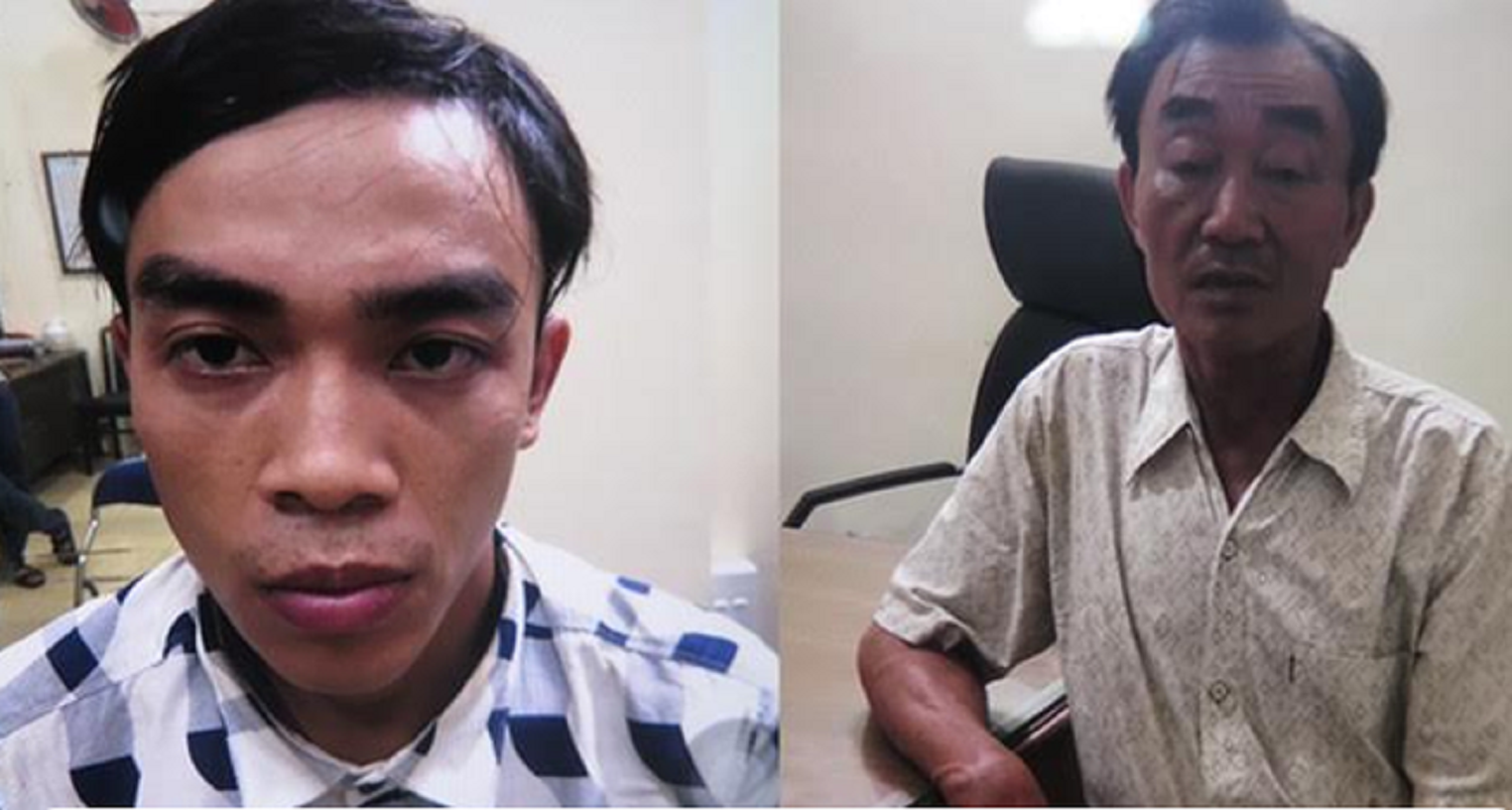 Đối tượng Nguyễn Khanh (phải) và Nguyễn Tấn Thành (con trai Khanh). Ảnh: Công an cung cấp