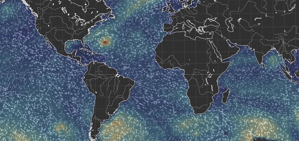 Chu kỳ sóng cao và bản đồ độ cao sóng. Ảnh: EARTH.NULLSCHOOL.NET