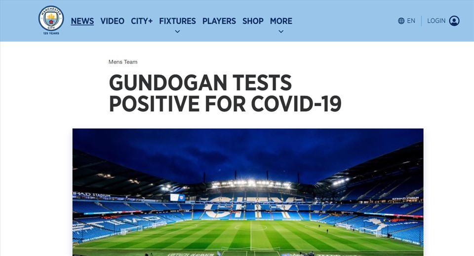 Dòng thông báo của câu lạc bộ. Ảnh: Man City