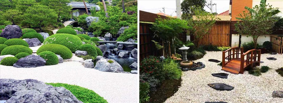 Sân vườn Nhật Bản gần gũi với thiên nhiên. (Đồ họa: Kim Nhung)