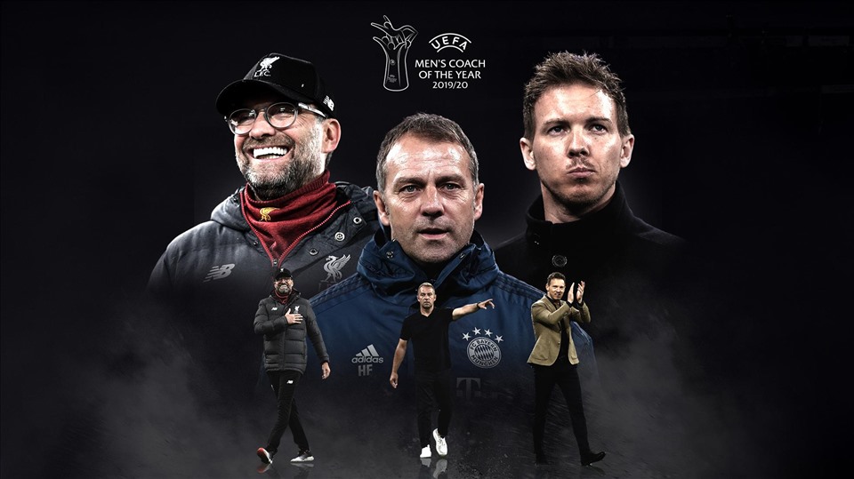 Những chiến lược gia hàng đầu lọt vào Top 3 sau cuộc bỏ phiếu. Ảnh: UEFA