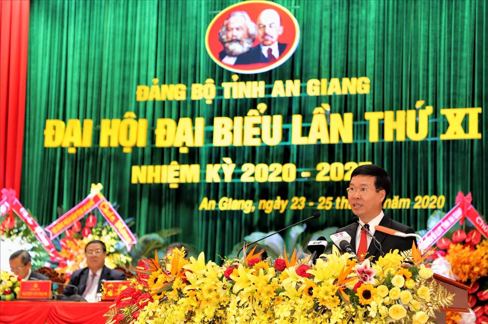 Đồng chí Võ Văn Thưởng phát biểu tại Đại hội, Ảnh: Lục Tùng