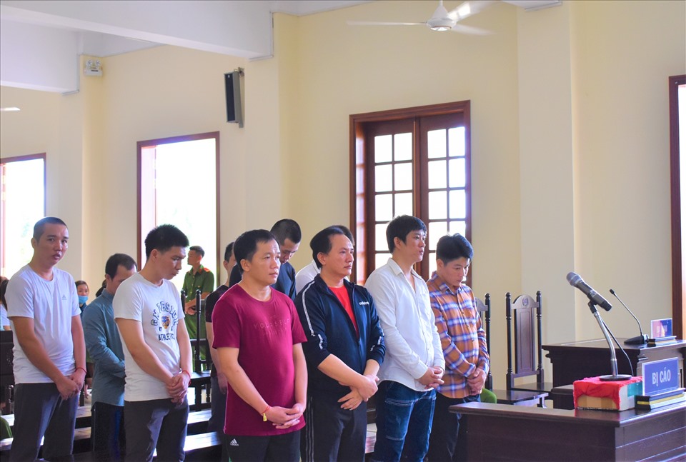 các bị cáo tại phiên tòa sơ thẩm. Ảnh: Thành Nhân